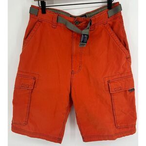 Vintage 90s Abercrombie Fitch Paratroops Orange Cargo Belted Men's Size S Shorts